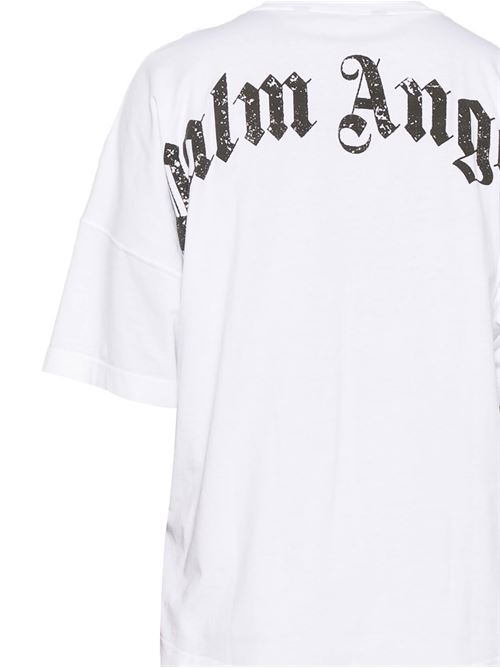 White crew neck logo t-shirt PALM ANGELS | PMAA002S25JER0010310